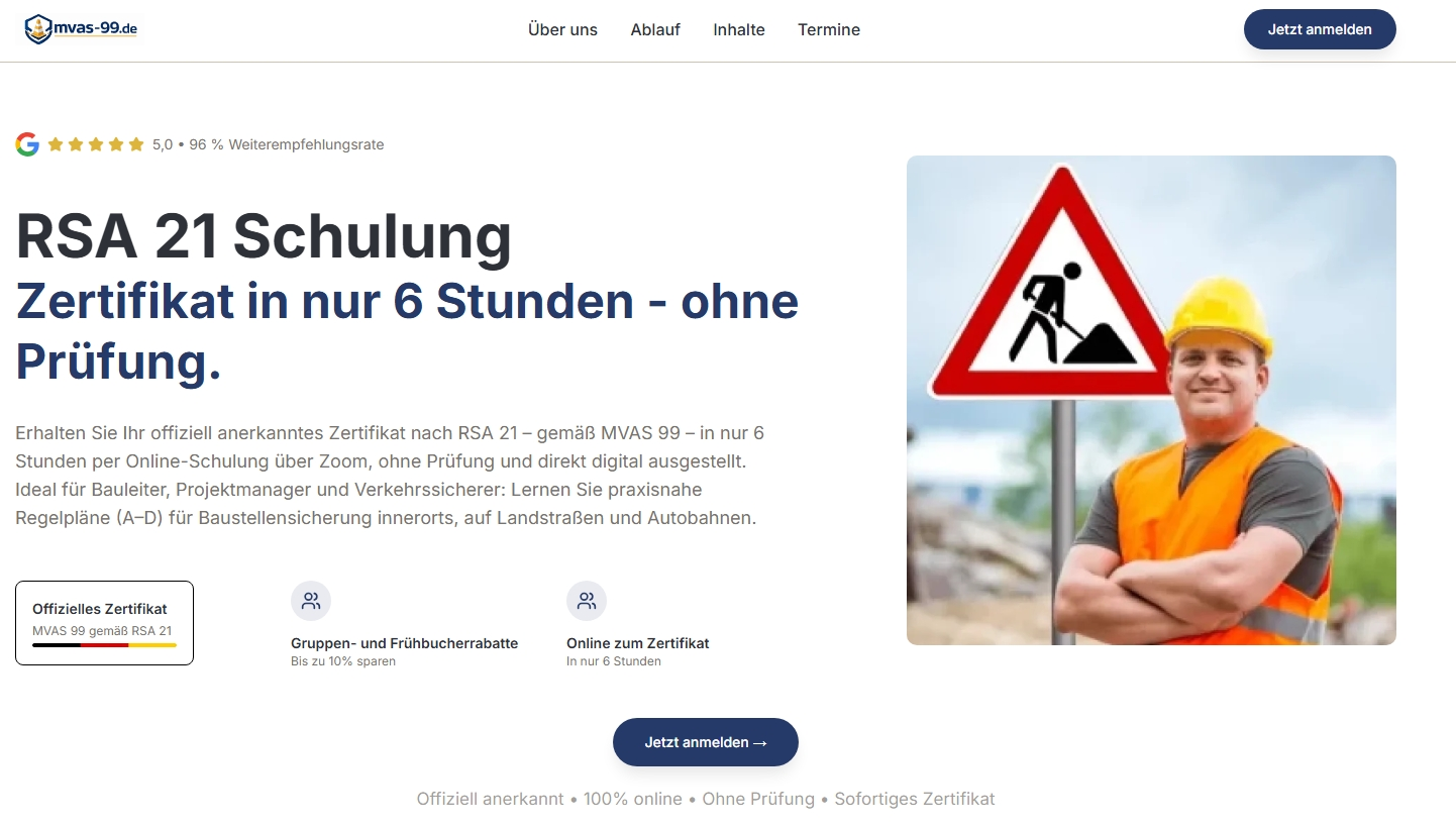 Vorschau der Website von MVAS 99
